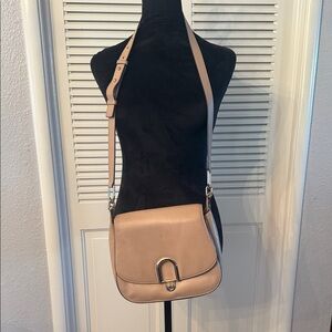Michael Kors Beige Leather Crossbody Saddle Bag